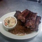 Ribs beans and hot slaw